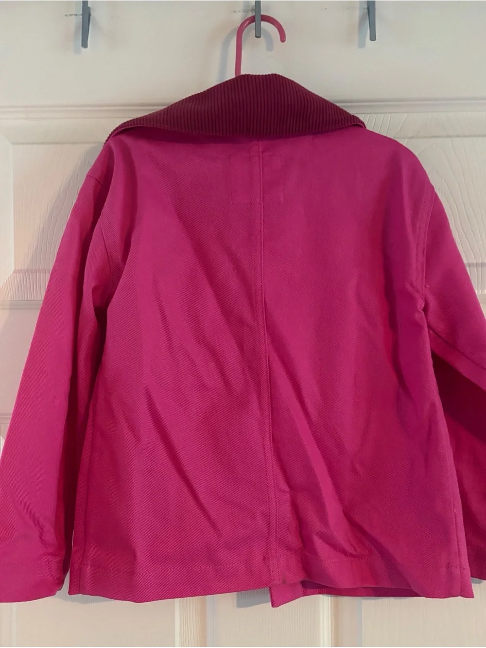 GAP Women's Hot Pink Utility Jacket with Corduroy Collar
